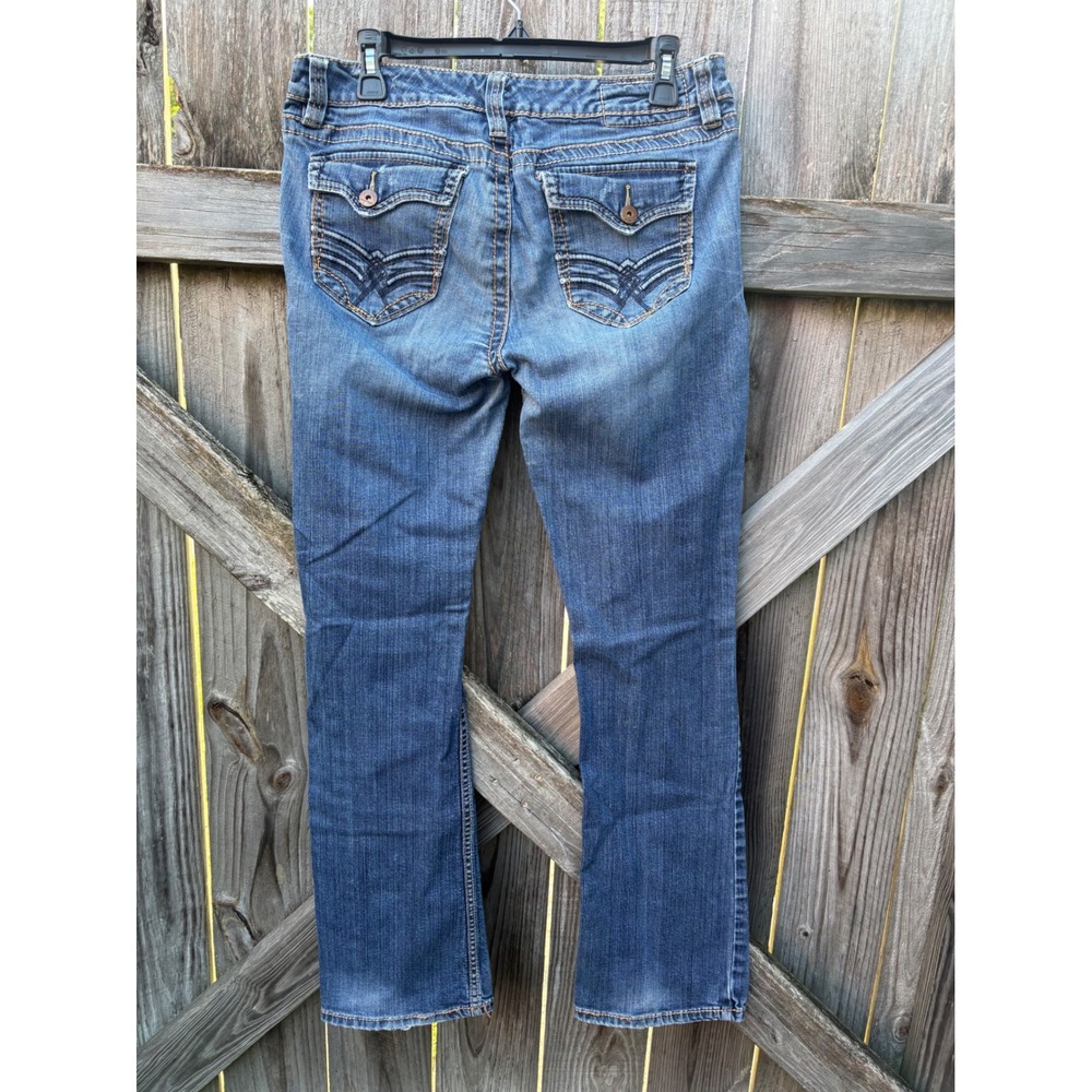 VTG Unionbay True Boot Jeans Womens 13 Medium Wash Embroidered Pocket JB13198